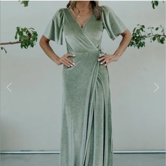 Baltic Born Dresses & Skirts - Baltic Born Sage Green Velvet Wrap Maxi Dress